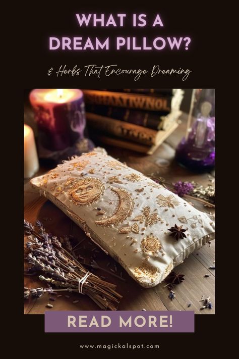 Drift into magical slumber with 'What is a Dream Pillow & Herbs That Encourage Dreaming' 🌙💤. Discover how to craft your own dream pillow filled with herbs like lavender, mugwort, and chamomile to promote peaceful sleep and vivid dreams. Ideal for those seeking restful nights and insightful dream journeys. Embrace the power of herbs to enhance your dreaming world. 🌿✨ #DreamPillowMagic #HerbalDreams Herbal Dream Pillows, Mugwort Dream Pillow, Dream Pillows Herbal Diy, Herbs For Dreams, Herbal Sleep Pillows, Dream Protection, What Is A Dream, Sleep Magic, Herbal Crafts