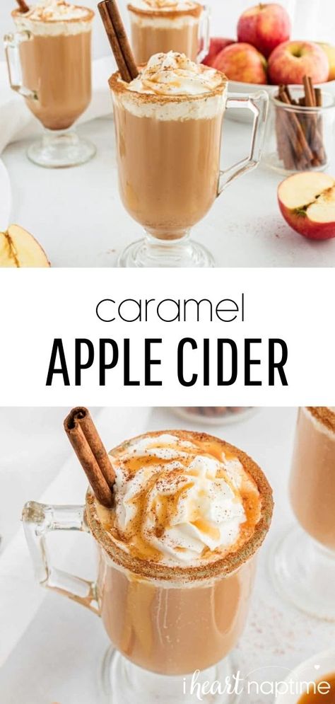 Caramel Apple Punch, Hot Caramel Apple Cider, Autumn Sweets, Autumn Cooking, Autumn Drinks, Fun Beverages, Caramel Drinks, Caramel Apple Cider, Apple Cider Drink