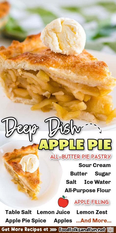 Learn how to make the perfect Deep Dish Apple Pie recipe with an all-butter pie crust. This post also includes a video for the best Apple Pie Tools! Deep Dish Pie Crust Recipe, Deep Dish Apple Pie Recipe, Deep Dish Apple Pie, Friendsgiving Food Ideas, Savory Apple Recipes, The Best Apple Pie, Deep Dish Pie, All Butter Pie Crust, Friendsgiving Food