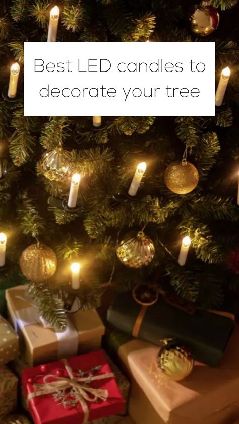 LED candle lights on traditional festive Christmas tree Candle Tree Lights, Candlelit Christmas Tree, Candles For Christmas Tree, Christmas Tree Candle Lights, Candles In Christmas Tree, Christmas Trees With Candles, Christmas Tree With Candle Lights, Christmas Tree With Candles, Candles On Christmas Tree