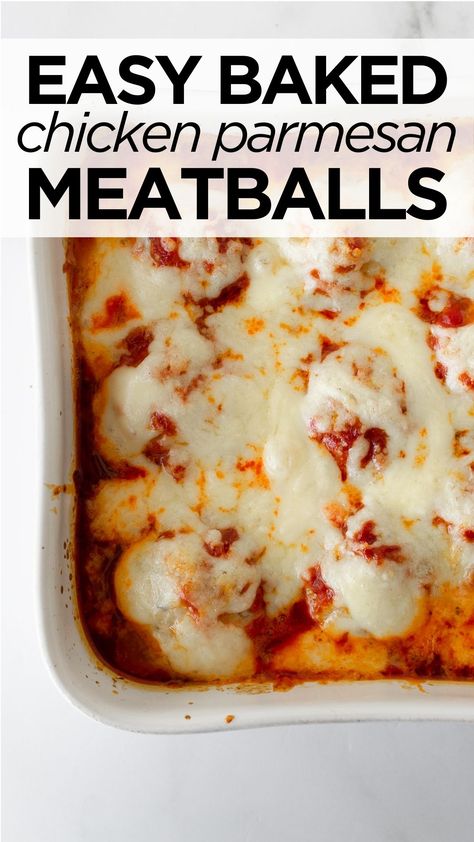 You have to try this these homemade baked chicken parmesan meatballs. Incredibly tender and flavorful meatballs with hardly any work. If you can roll meatballs, you can make this chicken parmesan meatball recipe. #chickenmeatballs #chickenparmesan #dinner Oven Meatballs Recipe, Flavorful Meatballs, Chicken Parm Meatballs, Baked Chicken Meatballs, Chicken Parmesan Meatballs, Parmesan Meatballs, Meatball Recipe, Baked Chicken Parmesan, Meatballs Recipe