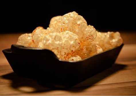 Crunchy Pig Skin Popcorn ~ These deep-fried pork skin bits are happy to accompany you to your cocktail. Fry Seasoning, Tailgate Snacks, Pork Skin, Food Republic, Popcorn Recipe, Popcorn Recipes, Pub Food, Pork Rinds, Fried Pork