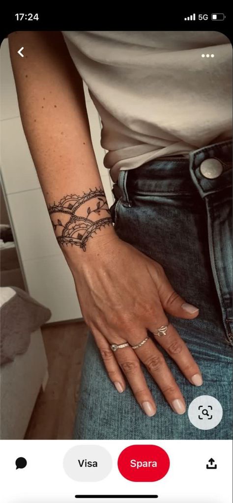 Wrist Pattern Tattoo, Lace Bracelet Tattoo, Ornamental Band Tattoo, Bracelet Mandala Tattoo, Mandala Wrist Tattoo Design, Ornamental Wrist Cuff Tattoo, Boho Wrist Tattoo, Feminine Arm Band Tattoo, Wrist Mandala Tattoos For Women