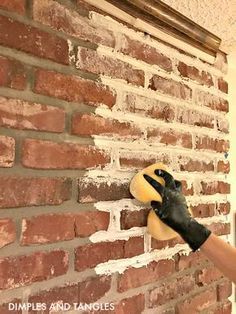 Mortar Wash Brick Fireplace, Mortar Wash Brick, Wash Brick Fireplace, Fireplace Mortar, Mortar Wash, Lime Wash Brick, White Wash Brick Fireplace, Fireplace Brick, Painted Concrete Steps