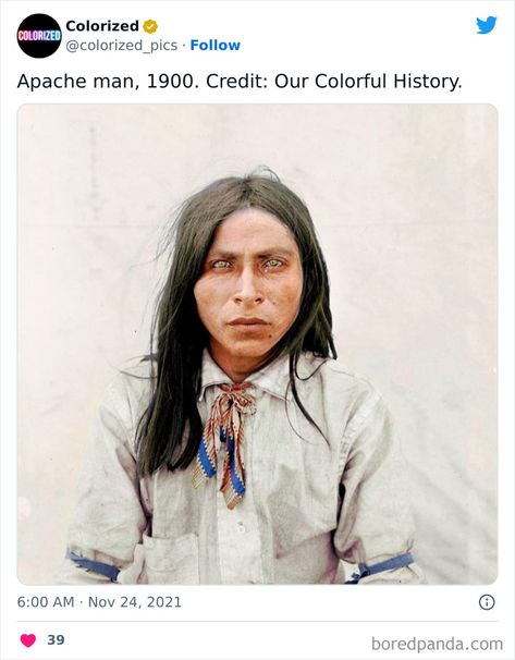 40 Stunning Colorized Historical Photos That Offer A New Perspective On History, As Shared On This Twitter Page Colorized History, Colorized Historical Photos, Native American Wisdom, Native American Men, American Photo, Colorized Photos, Native American Photos, Indian People, Indigenous Americans