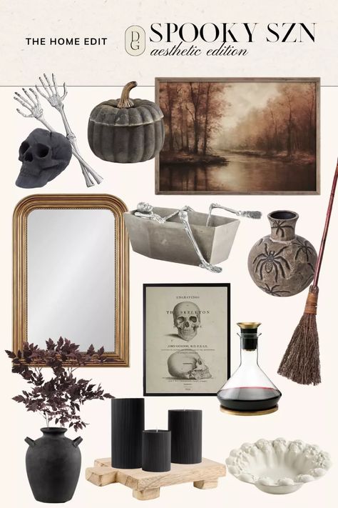 Neutral Halloween Aesthetic, Halloween Decor 2024 Trends, Halloween Sideboard Decor, Subtle Halloween Decor, Moody Halloween Decor, Wallpapers Aesthetic Halloween, Halloween Vibes Aesthetic, Halloween Wallpapers Aesthetic, Fall Decor Simple