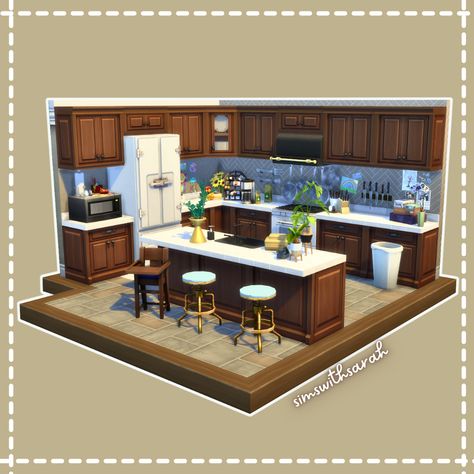 Sims 4 Base Game Kitchens, Sims 4 Open Kitchen, Sims 4 Kitchen Layout Ideas, Sims Big Kitchen Ideas, Sims 4 Basegame Kitchen No Cc, Sims 4 Family Kitchen Ideas, Base Game Sims 4 Kitchen, Sims 4 Interior Design Ideas Kitchen, Sims 4 Builds No Cc Base Game