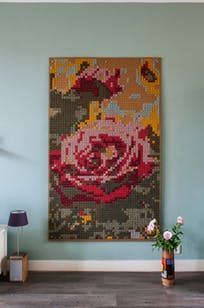 Susanne's passion for crafting giant cross-stitch pieces has led to commissions of her work, as well as a home decorated with her creativity! Early Dew, Dutch Home, Paint Diy Crafts, Sgraffito, Sewing Art, Stitching Art, Embroidery Inspiration, Inspirational Wall Art, Cross Stitch Art