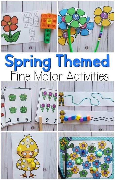 Spring fine motor activities. These are perfect for preschool fine motor activities in the spring. These are also great kindergarten activities. Occupational therapists will love these fine motor activities! Spring Fine Motor Activities, Spring Theme Preschool, Spring Preschool Activities, Spring Lessons, Preschool Fine Motor Activities, Fine Motor Activities For Kids, Spring Classroom, Spring School, Preschool Fine Motor