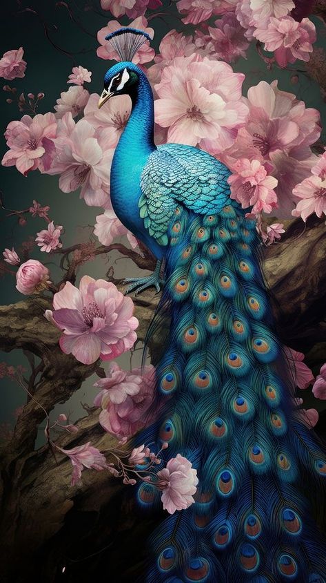 Illustration of a peacock and flowers animal plant bird. | free image by rawpixel.com / Techi Peacock Aesthetic Wallpaper, Peacock Images Beautiful, Pride Iphone Wallpaper, Peacock Background, Beautiful Bird Wallpaper, Birds Wallpaper Hd, Iphone Wallpaper Pink, Peacock Images, Decent Wallpapers