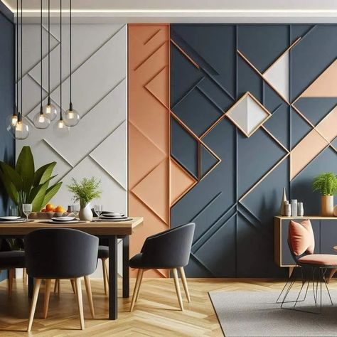 Wall Decoration Ideas ✨️ #wall #wallart #walldecor #walldesign #walldecorationideas #walldecoration #walldecorations #walldecorationforlivingroom #sethiglassplywood #explorepost #explorepage✨ #viralpost❤️❤️❤️❤️❤️😍😍😍😎💯💯💯💯 #interiordecoratingideas #wallgrass #makeuphack #womenasiacup #veganrecipe #newscricket #urvashirautela Asymmetrical Wall Design, Geometric Wall Paneling, Wall Panelling Design Modern, Asymmetrical Interior, Dining Room Wall Ideas, Wall Accent Ideas, Half Wall Paneling Ideas, Room Paneling, Ottawa Apartment