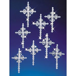 The Beadery Crystal Crosses Beaded Ornament Kit Chrismon Ornaments, Beaded Angels, Holiday Beading, Beaded Snowflakes, Beaded Christmas Ornaments, Christmas Bead, Beaded Cross, Beaded Crafts, Ornament Kit