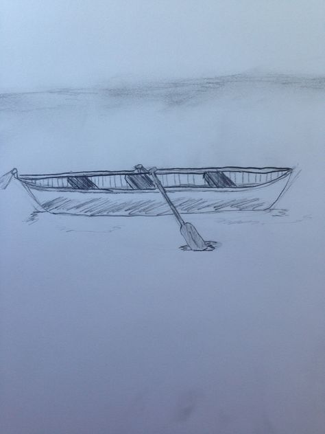 My drawing of a canoe How To Draw A Canoe, Canoe Sketch, Canoe Drawing, Wooden Canoe, Creative Drawings, Black Birds, Water Drawing, Pinterest Diy Crafts, Carving Art