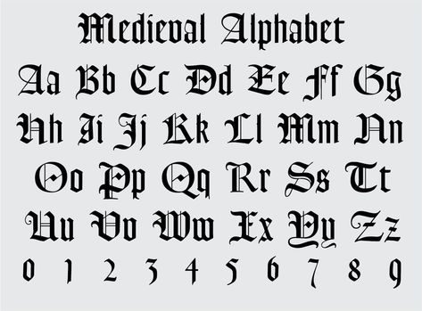 Download medieval fonts and SVG alphabets for your next design project. Choose from a variety of styles, including calligraphy, blackletter, and#tattoofonts #alphabet #inkedletters #tattooideas #typographytattoo Midevil Fonts Alphabet, Medieval Alphabet, Old Alphabet, Free Graffiti Fonts, Calligraphy Tattoo Fonts, Medieval Font, Gothic Alphabet, Tattoo Fonts Alphabet, Font Bubble