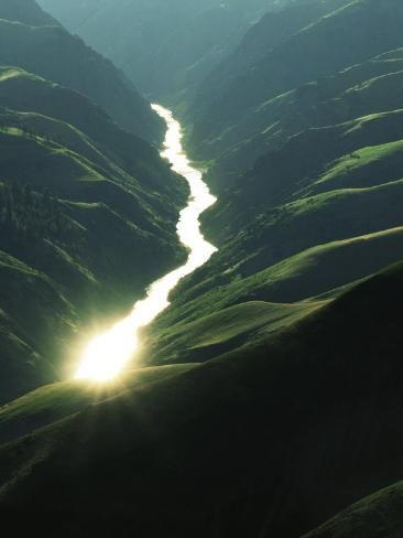 size: 24x18in Photographic Print: Sunlight reflects off the river, Salmon River, Idaho, USA by Charles Gurche : River Clean Up, River From Above, River Reference, October Sketches, Delta River, Stacked Stones, Sea Stones, River Flowing, Turtle Island