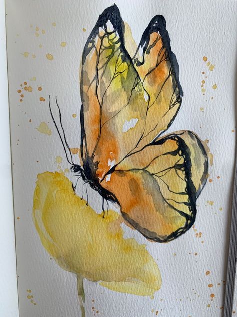 watercolorillustrations #watercolordrawing wa Butterfly Watercolor Painting Easy, Watercolor Butterfly Painting, Water Colour Butterfly, Watercolor Bumble Bee, Butterfly Watercolor Painting, Mom Painting, Painting Clipart, Butterflies Clipart, Watercolor Butterflies