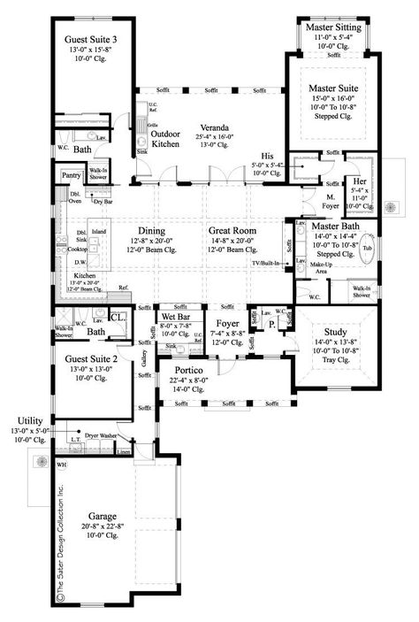 Island House Plans, Spanish Colonial Homes, Ranch Design, Bahamas Beach, Floor Plans Ranch, Ranch House Plan, Ranch Style House Plans, Barndominium Floor Plans, Ranch Style Homes