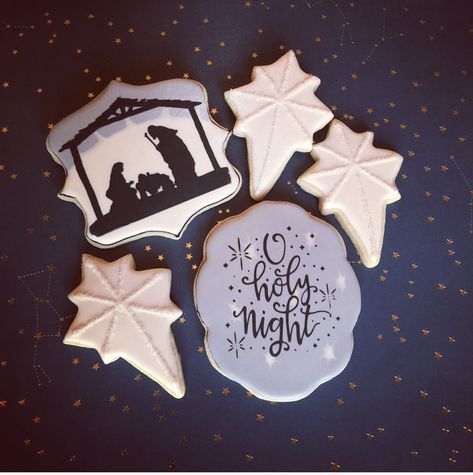 Nativity Sugar Cookies Decorated, Nativity Scene Cookies Decorated, Nativity Scene Cookies, Nativity Cookies Royal Icing, Nativity Sugar Cookies, Christian Christmas Cookies, Nativity Cookies Decorated, Star Cookies Decorated, Nativity Cookies