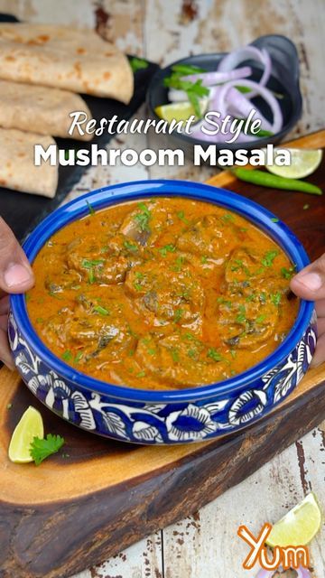 Yum on Instagram Masala Recipes Indian, Mushroom Masala Recipe, Mushroom Masala, Indian Cooking Recipes, Tasty Recipes Videos, Cumin Seeds, Rotisserie Chicken Recipes, Green Chili, Turmeric Powder