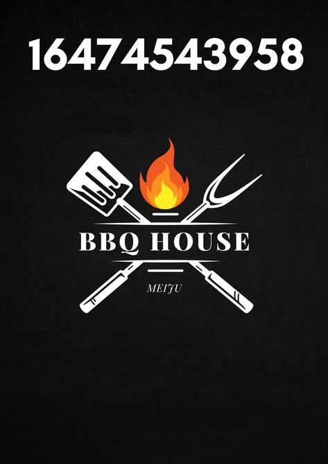 You can find the other decals for grilling restaurant ^^ Bbq House, Apartment Exterior, Bloxburg Decals Codes Wallpaper, Code Wallpaper, Bloxburg Decals Codes, Grill Restaurant, Bloxburg Decals, Black Hair Roblox, Bloxburg Decal Codes