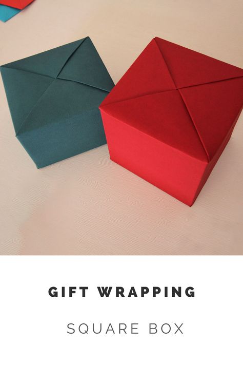 Wrapping A Ring Box Gift Ideas, Gift Wrapping Ideas For Square Boxes, Wrapping Cube Boxes, How To Gift Wrap Square Boxes, How To Gift Wrap A Box Simple, Square Box Wrapping Ideas, How To Wrap A Cube Shaped Gift, How To Wrap A Cube Gift, Wrap Square Gift