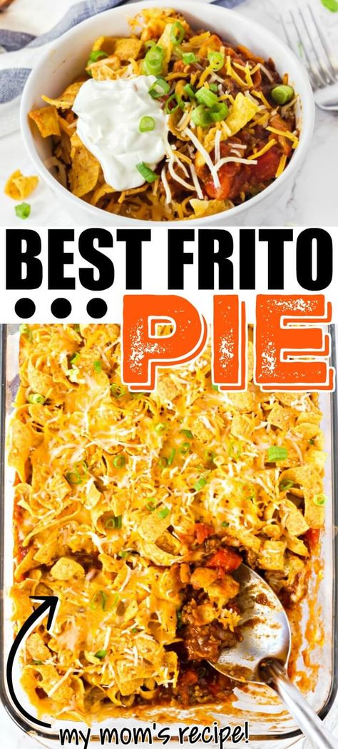 BEST FRITO PIE Frito Bowl, Frito Nachos, Fritos Recipes, Frito Recipes, Fritos Pie, Frito Casserole, Frito Pie Casserole, Chili Seasonings, Gameday Snacks