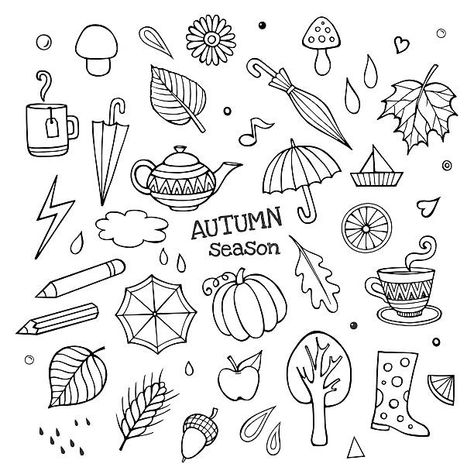 Embroidery Journal, Fall Doodles, Brush Photoshop, Autumn Doodles, Autumn Elements, Drawing Kawaii, Easy Draw, Bujo Doodles, Hand Doodles