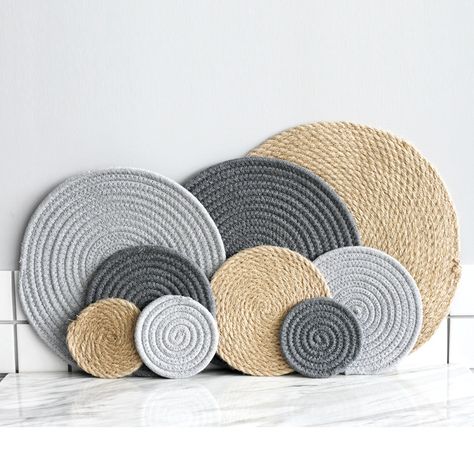 Natural Placemats, Knitting Bowl, Rope Weave, Woven Placemats, Mantel Redondo, Linen Placemats, Modern Colors, Nordic Style, Table Mats