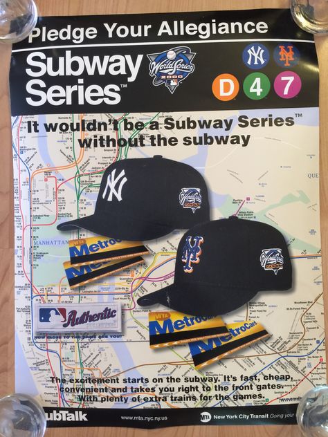 2000 Subway Series Subway Poster, Subway Series, Yankees World Series, Baseball Posters, Ny Mets, Ny Yankees, National League, Baseball Team, Baltimore Orioles