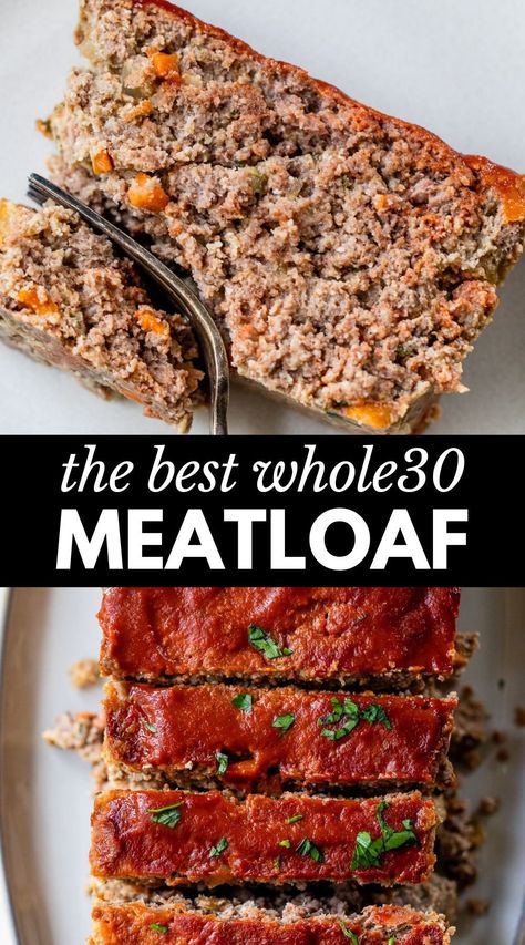 Whole30 Meatloaf Recipes, Whole 30 Meatball Recipes, Carb And Dairy Free Recipes, Aip Recipes Dinner Ground Beef, Family Whole 30 Recipes, Ground Beef Recipes Lactose Free, Almond Flour Meatloaf, Whole30 Turkey Meatloaf, Whole 30 Ground Beef Recipe