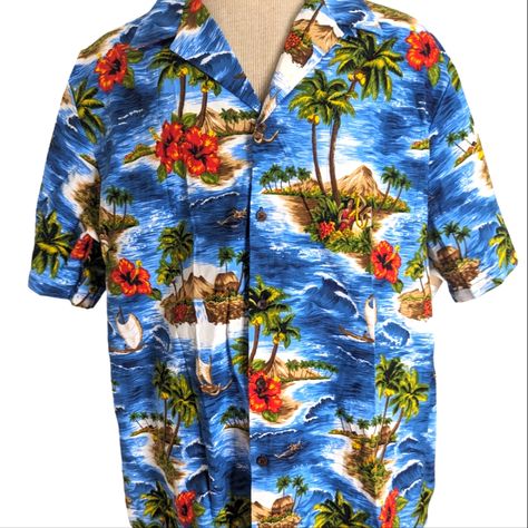 Styled By Rjc Mens Hawaiian Shirt Size Xl Blue Beach Print Button Up Material...100% Cotton Flat Lay Measurement Armpit ..27' Length...32 New With Tags...!!!! Blue Summer Top, Blue Hawaiian Shirt, Shirt Casual Style, Button Up Shirt Mens, Blue Hawaiian, Button Down Shirt Mens, Blue Beach, Beach Print, Mens Hawaiian Shirts