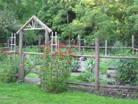 Garden Enclosure Ideas, Garden Enclosure, Cheap Garden Fencing, Rustic Garden Fence, Shed Landscaping, Fenced Vegetable Garden, Diy Garden Fence, Backyard Vegetable Gardens, Single Wide