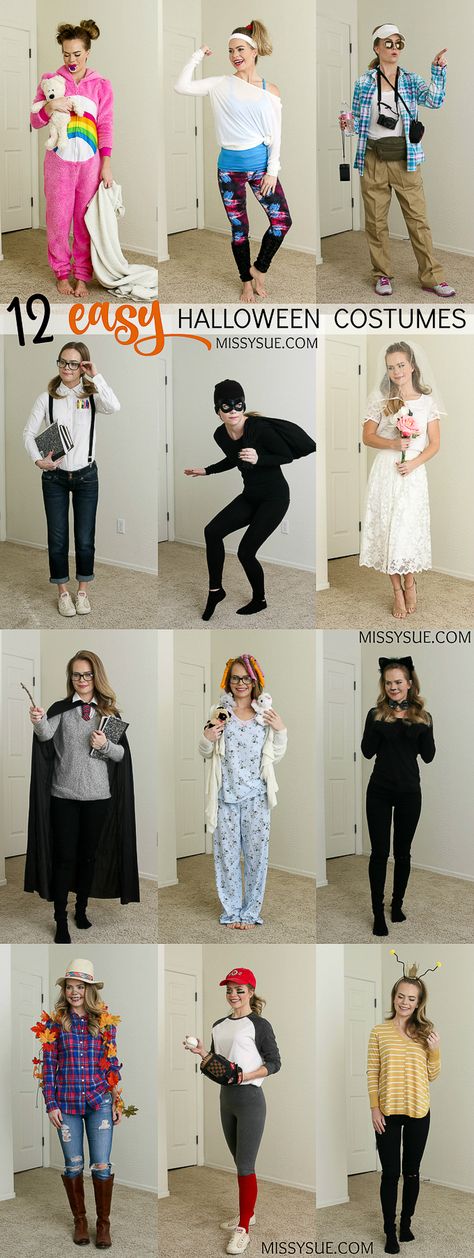 This year, I thought it’d be fun to share some last minute costume ideas so you don’t have to worry about what to wear on Halloween. I’ve put together 12 super easy costumes from items I already owned or picked up at my local thrift/craft… Last Minute Kostüm, Costumes For Work, Meme Costume, Quick Costumes, Halloween Costumes For Work, Plus Size Halloween Costume, Black Halloween Dress, Hallowen Costume, Last Minute Costumes