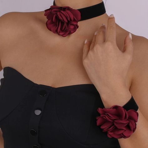 PRICES MAY VARY. Black choker necklace is made of alloy,available in black, It would not break or fade easily. Flower collar necklaces and bracelet within 5CM/2.3IN extention chain behind each necklace,freely adjustable and fit for most women and girls. Flower choker necklaces chain is charming decor for you in many occasions like evening party, important ceremony,friends' gathering,birthday party and other important occasions. Floral necklace set is a perfect gift for mother,girlfriend,good fri Geometric Patchwork, Accessories Necklaces, Velvet Necklace, Flower Choker Necklace, Cotton Necklace, Black Velvet Choker, Casual Necklaces, Flower Choker, Velvet Choker