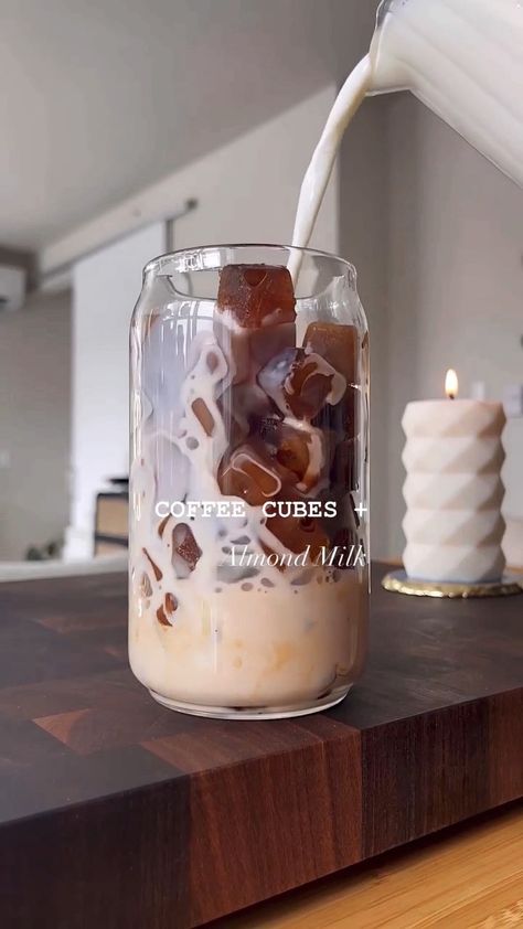 eatinghealthytoday on Instagram: ✅ Drink or ❌ Pass? ‼️ This reel is meant to highlight the coffee cubes! Post by @cleanfoodiecravings The coffee cubes are the star… Glass With Straw, Iced Tea Glasses, Coffee Menu, Tea Glasses, Drink Straw, Dessert Shop, Coffee Cubes, Ice Tea, Cafe Coffee