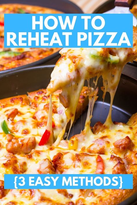 Don't settle for soggy or chewy reheated pizza! Discover the secret to perfectly warmed pizza with these 3 easy methods. From the oven to the skillet, we've got you covered for pizza reheating success! How To Reheat Pizza On Stove, Best Way To Reheat Pizza, Reheat Pizza In Skillet, Reheat Pizza In Oven, Reheating Pizza, How To Reheat Pizza, Frying Pan Pizza, Homemade Frozen Pizza, Costco Pizza