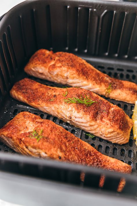 Air Fryer Salmon With Skin Air Fry Salmon With Skin, Skin On Salmon Air Fryer, Salmon With Skin Air Fryer Recipes, Air Fryer Salmon With Skin, Salmon With Skin Recipes, Salmon With Skin, Salmon In Air Fryer, Crispy Salmon, Air Fryer Salmon