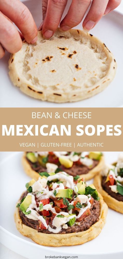 Mexican Sopes, Sopes Recipe, Vegetarian Mexican Recipes, Vegetarian Mexican, Vegan Mexican Recipes, Mexican Dinner, Vegan Mexican, Mexican Cooking, Mexican Food Recipes Easy