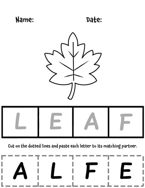 Print 10 Free Letter Matching Worksheets for Preschool!  Leaf Worksheets | Fall Worksheets for Preschool | Alphabet Activities for Preschool Leaf Curriculum Preschool, Fall Leaves Worksheets For Preschool, Leaf Language Activities Preschool, Pre K Leaves Activities, Leaf Stem Activities Preschool, Fall Leaves Theme Preschool, Leaves Worksheets For Preschool, Language Arts For Preschool, Leaf Activities Preschool Free Printable