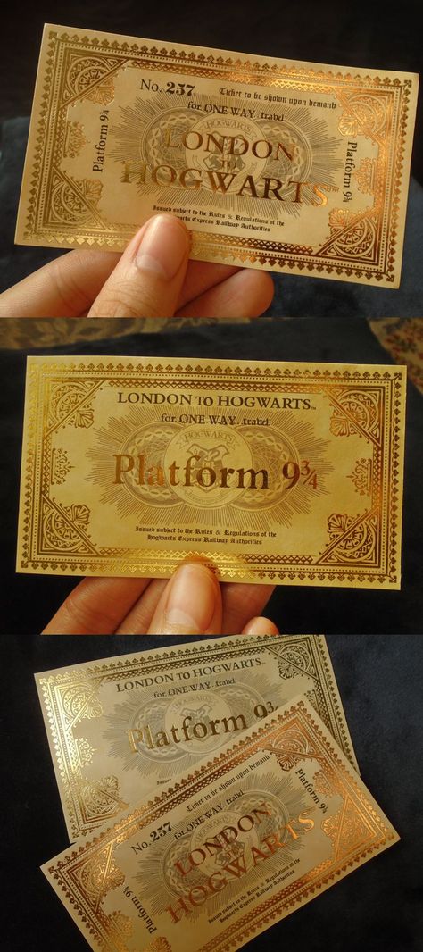 Screen accurate replica of Hogwarts Express Platform 9¾ ticket replica Hogwarts Express Ticket, Hogwarts Express, Wizarding World, Hogwarts, Harry Potter, Screen