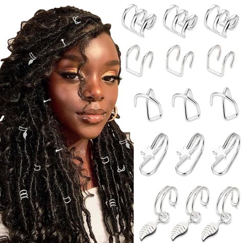 PRICES MAY VARY. 💖High Quality Material:15PCS Silver Hair Braid clips hair Accessories are made of alloy with plated technique, that light weight and not easy to be broken or faded.Our braid accessories can bring you a variety of wearing experiences and make you look more eye-catching in the crowds. 💖Metal Hair Beads Coils Size: Loc Hair Dreadlock Jewelry Beads are suit for women's various hairstyles,such as passion twist, braids hair, spring twist, marley twist hair,etc.Hair jewelry also suit Braids Star, Silver Hair Braids, Locs Jewelry, Braid Charms, Jewelry For Braids, Hair Clips For Braids, Hair Jewelry For Braids, Hair Accessories Silver, Marley Twist