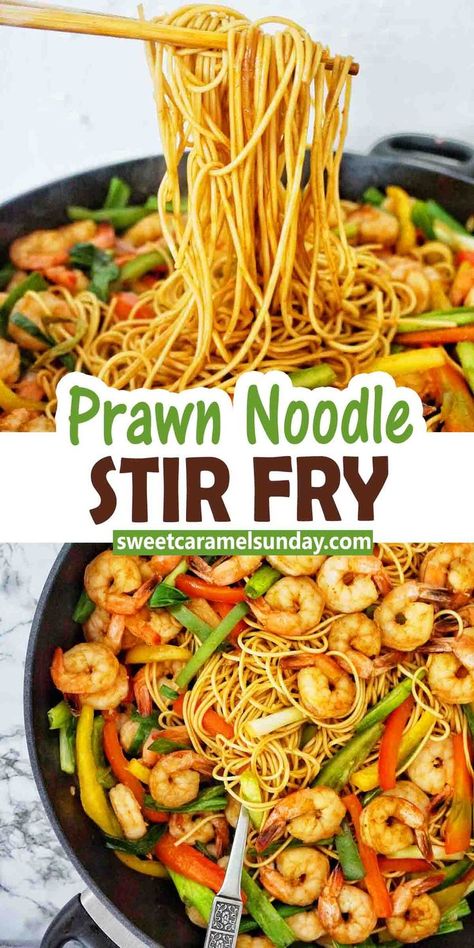 Cooked Prawn Recipes, Shrimp Noodle Stir Fry, Asian Noodles Stir Fry, Stir Fry Shrimp, Prawn Noodle Recipes, Easy Prawn Recipes, Healthy Seafood Dishes, Stir Fry Noodles Recipe, Fry Shrimp