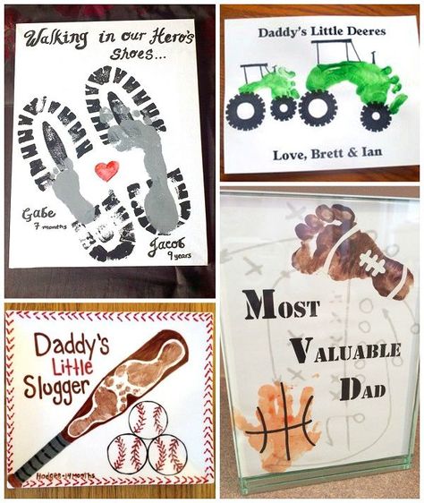 Father's Day Footprint Gift Ideas from the Kids - Crafty Morning Diy Father's Day Crafts, Crafty Morning, Fathers Day Art, Footprint Craft, Footprint Crafts, Ge Bort, Diy Father's Day Gifts, Handprint Crafts, Daycare Crafts