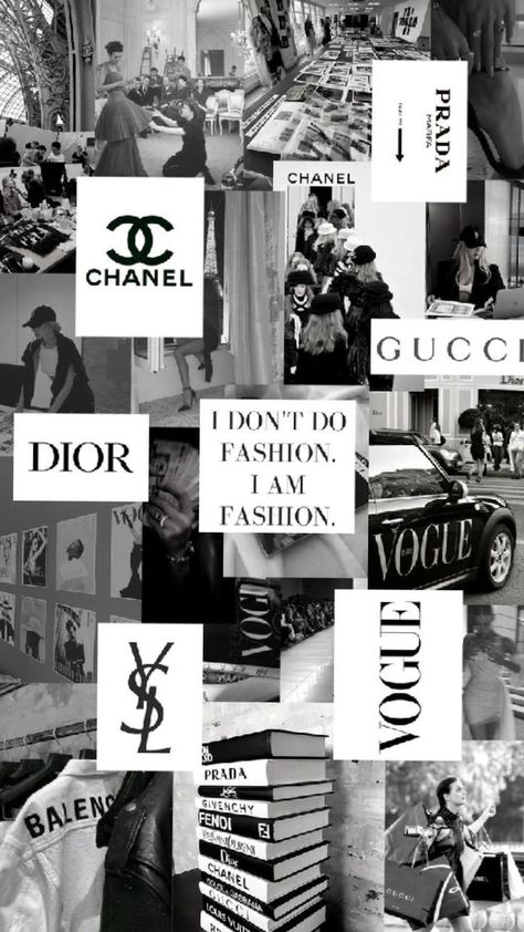 Chanel Dior Prada Wallpaper, Doir Fashion Aesthetic Wallpaper, Ysl Collage Wallpaper, Famous Brand Wallpaper, Fashion Brands Aesthetic Wallpaper, Black And White Dior Wallpaper, Gucci Prada Louis Vuitton Wallpaper, Fashion Ipad Wallpaper, Chanel Gucci Dior Prada Wallpaper