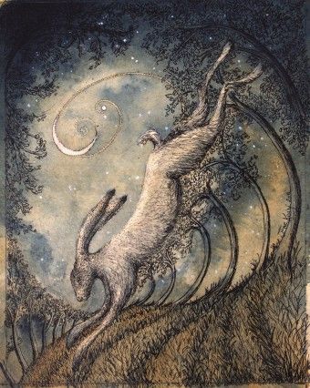 Goddess Magick, Moon Gazing Hares, Lapin Art, Irish Mythology, Cottage Witch, Woodland Art, Fantasy Creature, Creature Artwork, Photo D Art