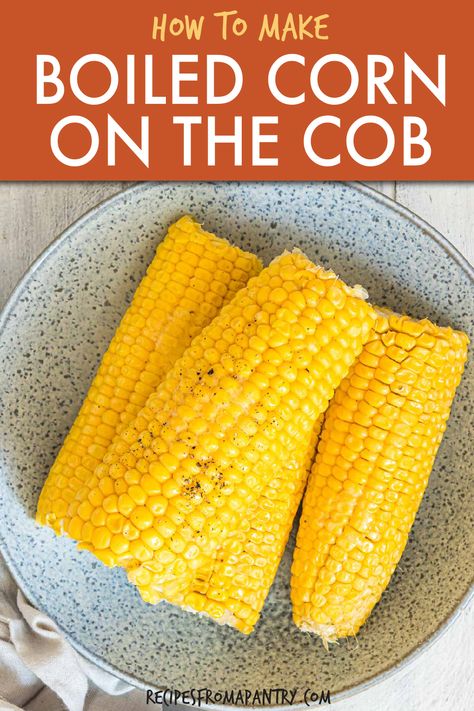 If you are looking for a simple way to enjoy the bounty of fresh sweet corn this summer, you will love this boiled corn on the cob recipe! Boiling corn on the cob is simple and quick. Kids love corn on the cob, so it’s a true family favorite. This easy corn recipe is the perfect side dish for all your favorite mains. It’s so easy to double or triple this recipe and it comes out perfect every time. Click through to get this awesome Corn on the Cob boiled recipe!! #boiledcorn #cornonthecob #... How To Make Corn On The Cob, How To Boil Corn, Boiled Corn On The Cob, Boiling Corn, Boil Corn On The Cob, Microwave Corn On The Cob, Easy Corn Recipes, Microwave Corn, Steam Corn