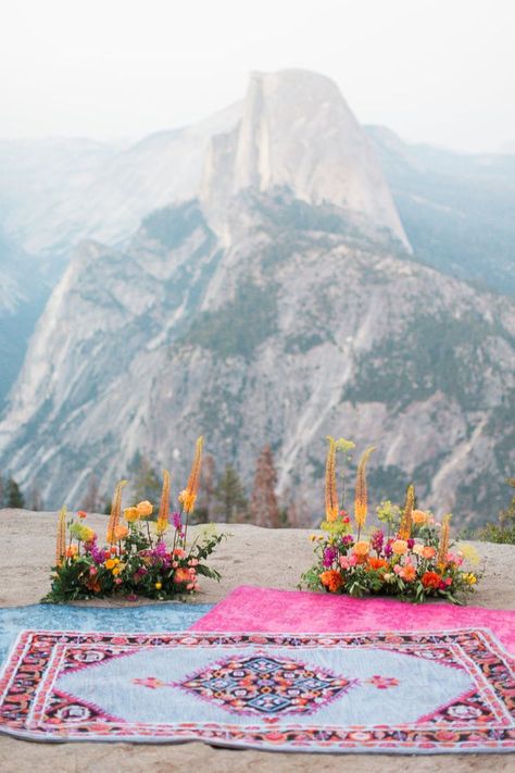 Yosemite Wedding | Kristine Herman Photography shoots wedding in Yosemite National Park | Fine Art Film Destination Wedding Photographer | See more at kristineherman.com/blog/bohemian-yosemite-elopement-shoot Elopement Shoot, Top Of A Mountain, Yosemite Elopement, Yosemite Wedding, Picnic Wedding, Artistic Wedding, Yosemite Valley, Elopement Inspiration, Yosemite National