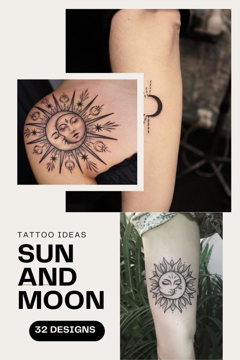 40 Sun and Moon Tattoos To Symbolize Intimacy, Balance, Spiritual Strength and More 39 Moon And Sun Chest Tattoo, My Whole World Tattoo, Moon And Sun Sister Tattoo, Celtic Sun And Moon Tattoo, Vintage Sun And Moon Tattoo, Sun Moon Flower Tattoo, Live By The Sun Love By The Moon Tattoo, Sun And Moon Couple Tattoo, Moon Tattoo Designs For Women