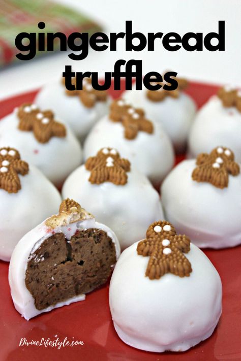 Gingerbread Truffles Recipe  //   DivineLifestyle.com    //   #truffles #Christmasdessert #christmasbaking  #dessert #sweettreats #holidaybaking #holidayrecipes #baking #easyrecipes #gingerbread #bestgingerbread #easygingerbread #gingerbreadrecipe #frosting #frostingrecipes #whippedbuttercream #icing #Cakefrosting #cakedecorating​ #dessert #sweettreats​ Gingerbread Truffles Recipe, Lemon Meringues, Gingerbread Truffles, Easy Truffles, Easy Gingerbread, Christmas Truffles, Truffles Recipe, Caramel Brownies, Christmas Candy Recipes