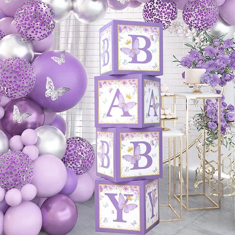 Baby Shower Ideas Purple Theme, Baby Shower For A Girl Ideas, Lavender Baby Shower Centerpieces, Baby Shower Theme Butterfly, Pink And Purple Baby Shower Decorations, Purple Flower Baby Shower Theme, Purple Butterfly Decor, Pink And Purple Butterfly Baby Shower Decorations, Lilac Baby Shower Ideas Decoration